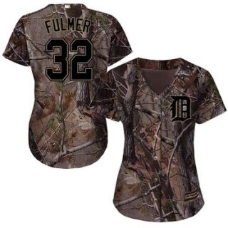Tigers #32 Michael Fulmer Camo Realtree Collection Cool Base Women's Stitched Baseball Jersey