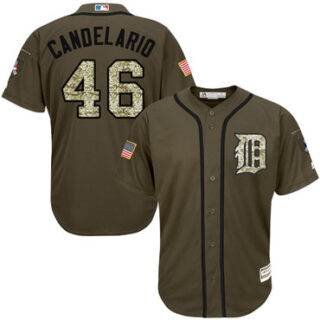 Tigers #46 Jeimer Candelario Green Salute to Service Stitched Baseball Jersey