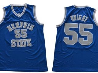 Tigers #55 Lorenzen Wright Blue Basketball Stitched NCAA Jersey