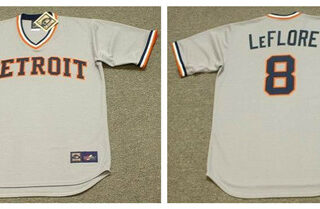 Tigers 8 Ron Leflore Gray 1976'S Throwback Cool Base Jersey