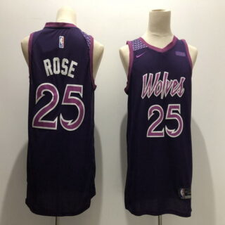 Timberwolves 25 Derrick Rose Purple 2018-19 City Edition Nike Swingman Jersey