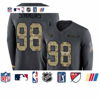 Titans #98 Jeffery Simmons Anthracite Salute to Service Youth Stitched Football Limited Therma Long Sleeve Jersey