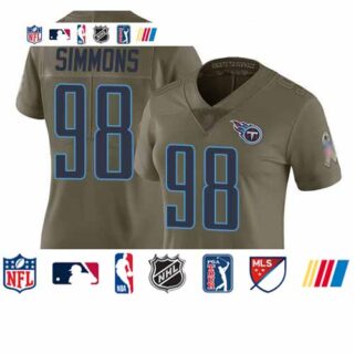 Titans #98 Jeffery Simmons Olive Women's Stitched Football Limited 2017 Salute to Service Jersey