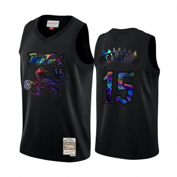 Toronto Raptors #15 Vince Carter Men's Iridescent HWC Limited NBA Jersey - Black