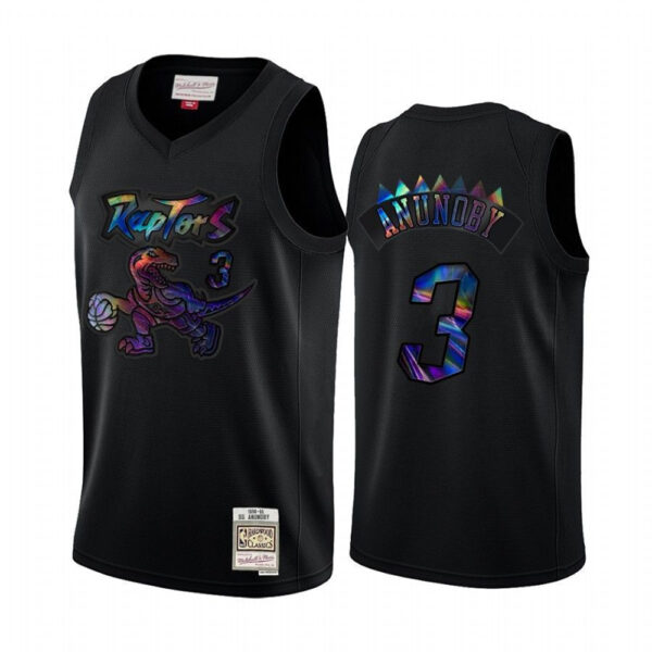 Toronto Raptors #3 OG Anunoby Men's Iridescent HWC Limited NBA Jersey - Black