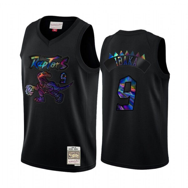 Toronto Raptors #9 Serge Ibaka Men's Iridescent HWC Limited NBA Jersey - Black