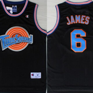 Tune Squad 6 James Black Stitched Movie Basketball Jersey
