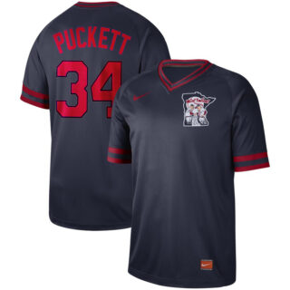 Twins 34 Kirby Puckett Navy Throwback Jersey