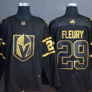 Vegas Golden Knights 29 Marc Andre Fleury Black With Special Glittery Logo Adidas Jersey