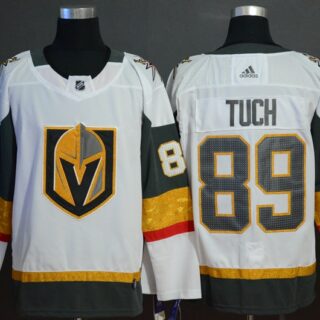 Vegas Golden Knights 89 Alex Tuch White With Special Glittery Logo Adidas Jersey