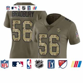 Vikings #56 Garrett Bradbury Olive Camo Women's Stitched Football Limited 2017 Salute to Service Jersey