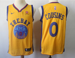 Warriors 0 DeMarcus Cousins Gold City Edition Nike Swingman Jersey