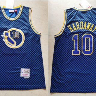 Warriors 10 Tim Hardaway Blue Hardwood Classics Jersey