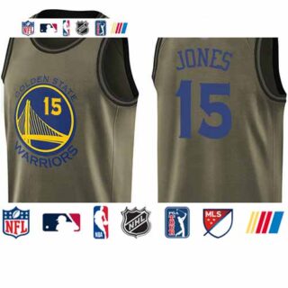 Warriors #15 Damian Jones Green 2019 Finals Bound Basketball Swingman Salute to Service Jersey