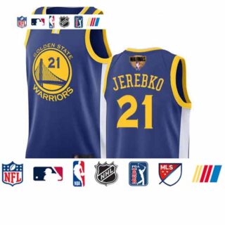 Warriors #21 Jonas Jerebko Blue 2019 Finals Bound Basketball Swingman Icon Edition Jersey