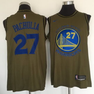 Warriors 27 Zaza Pachulia Olive Nike Swingman Jersey