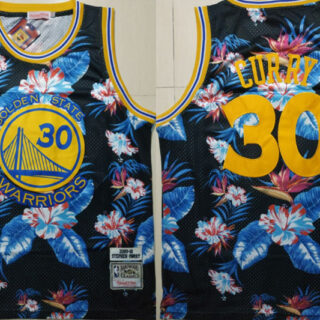 Warriors 30 Stephen Curry Black 2009-10 Hardwood Classics Floral Fashion Swingman Jersey