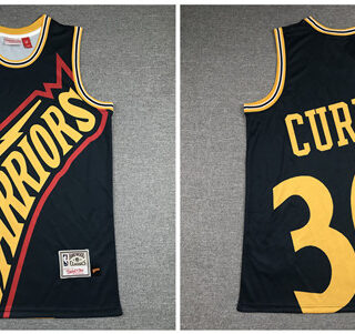 Warriors 30 Stephen Curry Black Hardwood Classics Jersey