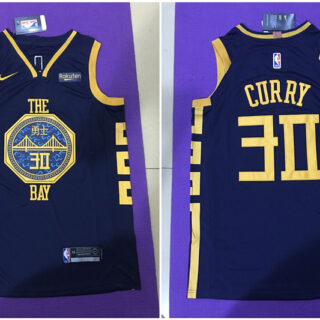 Warriors 30 Stephen Curry Navy City Edition Nike Authentic Jersey