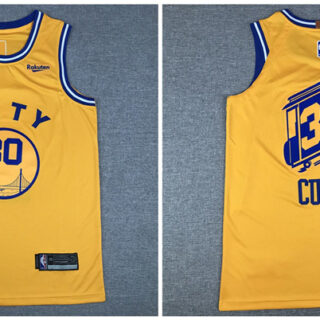 Warriors 30 Stephen Curry Yellow City Edition Nike Authentic Jersey