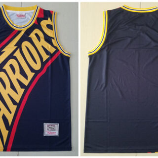 Warriors Big Face Black Hardwood Classics Swingman Jersey