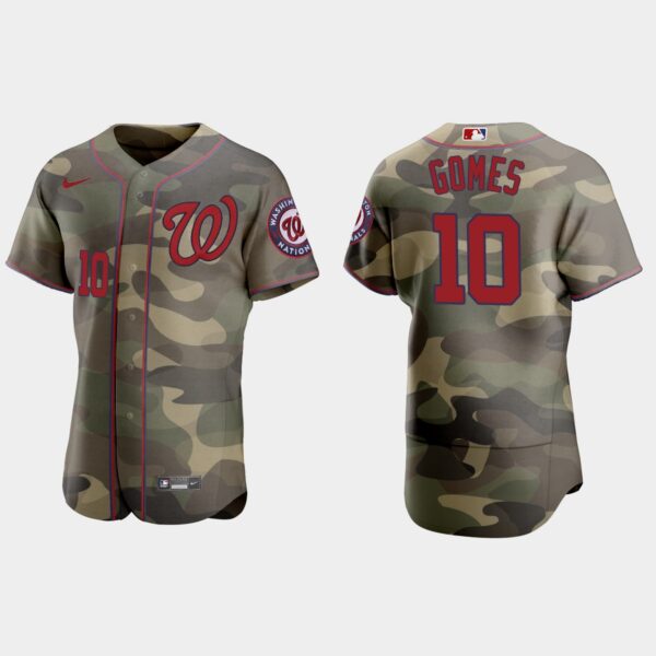 Washington Nationals #10 Yan Gomes Men's Nike 2021 Armed Forces Day Authentic MLB Jersey -Camo