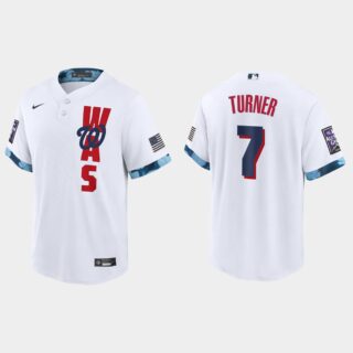 Washington Nationals #7 Trea Turner 2021 Mlb All Star Game Fan's Version White Jersey