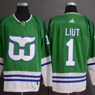 Whalers 1 Mike Liut Green Adidas Jersey