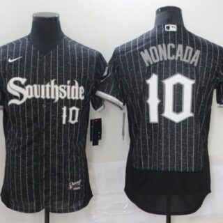 White Sox 10 Yoan Moncada Black 2021 City Connect Flexbase Jersey