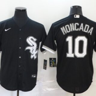 White Sox 10 Yoan Moncada Black Cool Base Jersey