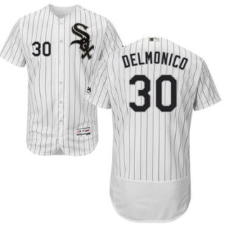 White Sox #30 Nicky Delmonico White(Black Strip) Flexbase Authentic Collection Stitched Baseball Jerseys