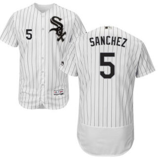 White Sox #5 Yolmer Sanchez White(Black Strip) Flexbase Authentic Collection Stitched Baseball Jerseys