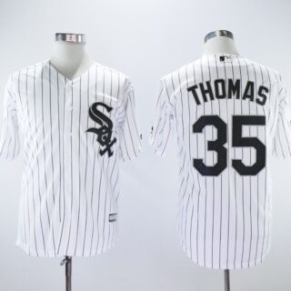 White Sox 35 Frank Thomas White With 2005 World Series Patch Cool Base Jersey