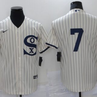 White Sox 7 Tim Anderson Cream Nike 2021 Field Of Dreams Cool Base Jersey
