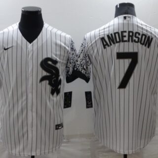 White Sox 7 Tim Anderson White Nike Drift Fashion Cool Base Jersey