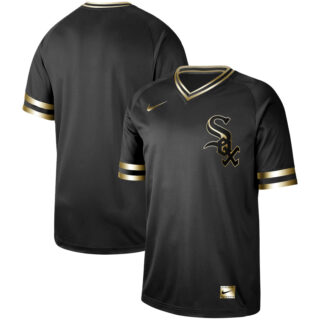White Sox Blank Black Gold Nike Cooperstown Collection Legend V Neck Jersey
