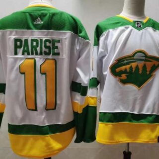 Wild 11 Zach Parise White 2020-21 Reverse Retro Adidas Jersey