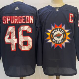Wild 46 Jared Spurgeon Navy 2022 Adidas Jersey