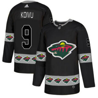 Wild 9 Mikko Koivu Black Team Logos Fashion Adidas Jersey