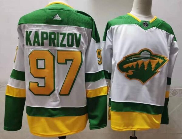 Wild 97 Kirill Kaprizov White 2020-21 Reverse Retro Adidas Jersey