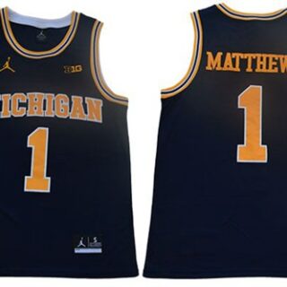 Wolverines #1 Charles Matthews Navy Blue Jordan Brand Limited Stitched College Jersey