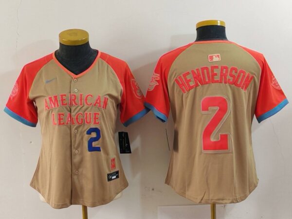 Women's American League #2 Gunnar Henderson Cream 2024 All-Star Limited Stitched Baseball Jersey(Run Small)