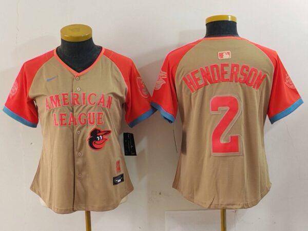 Women's American League #2 Gunnar Henderson Cream 2024 All-Star Limited Stitched Baseball Jersey(Run Small)
