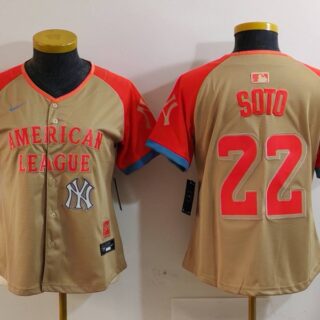 Women's American League #22 Juan Soto Cream 2024 All-Star Limited Stitched Baseball Jersey(Run Small)