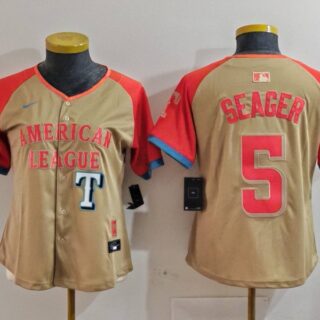 Women's American League #5 Corey Seager Cream 2024 All-Star Limited Stitched Baseball Jersey(Run Small)