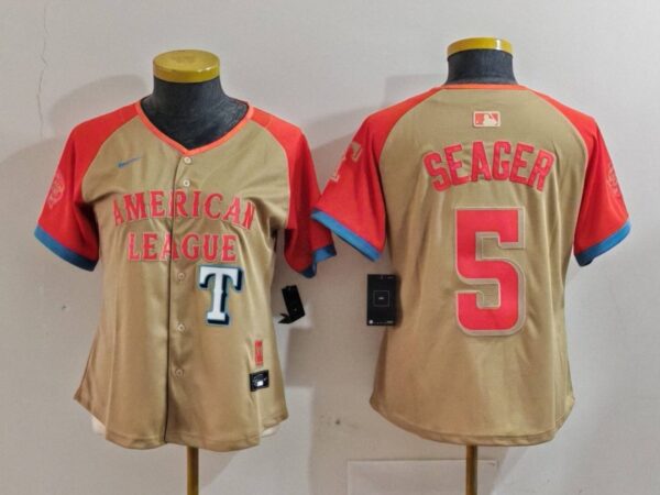 Women's American League #5 Corey Seager Cream 2024 All-Star Limited Stitched Baseball Jersey(Run Small)