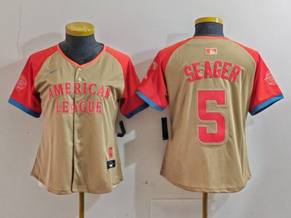 Women's American League #5 Corey Seager Cream 2024 All-Star Limited Stitched Baseball Jersey(Run Small)
