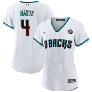 Women's Arizona Diamondbacks #4 Ketel Marte White 2023 World Series Stitched Baseball Jersey(Run Small)