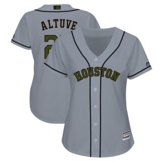 Women's Astros #27 Jose Altuve Grey 2018 Memorial Day Cool Base Women's Stitched MLB Jersey