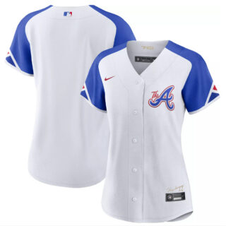 Women's Atlanta Braves Blank White 2023 City Connect Stitched Baseball Jersey(Run Small)